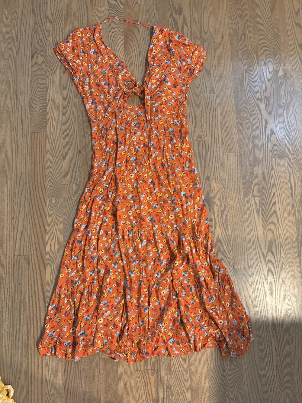 Auguste The Label Orange Floral Tie-Front Maxi Dress